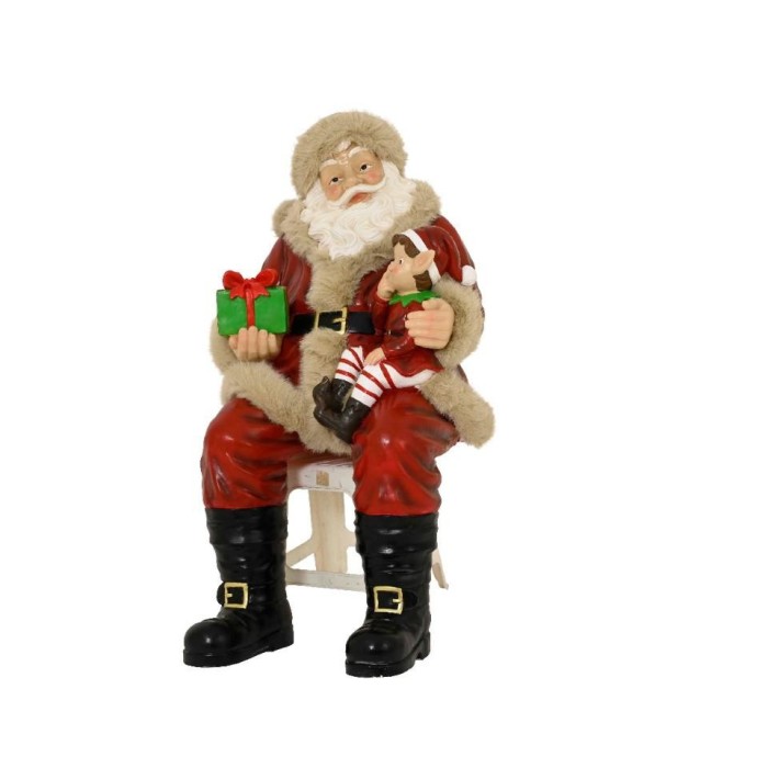 BABBO NATALE SEDUTO CON ELFO H.138